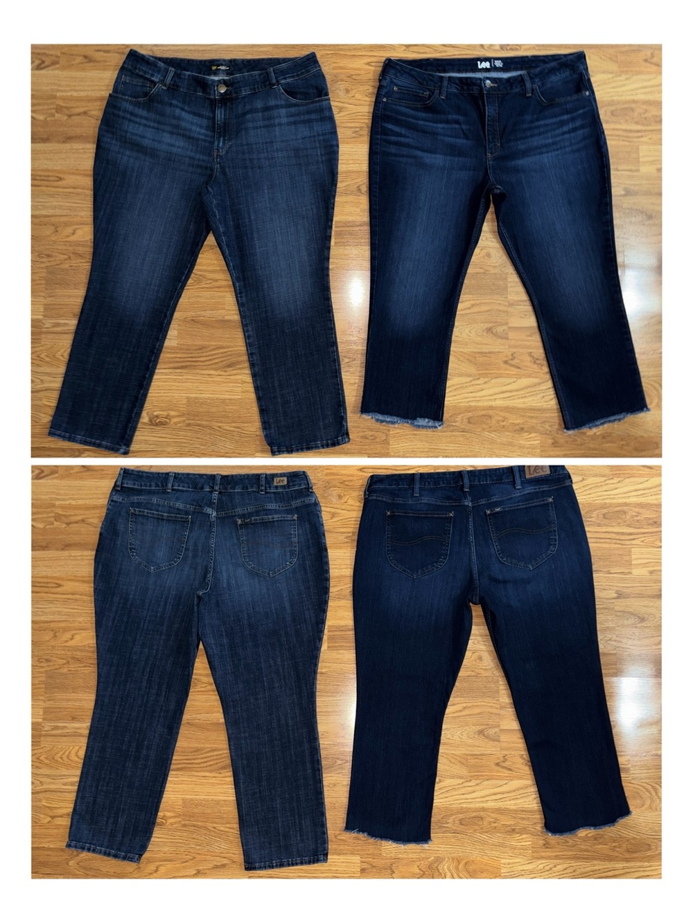 Lee Straight Leg Mid Rise Jeans Women’s Plus Size 22w Petite 2 Pair Lot Stretch